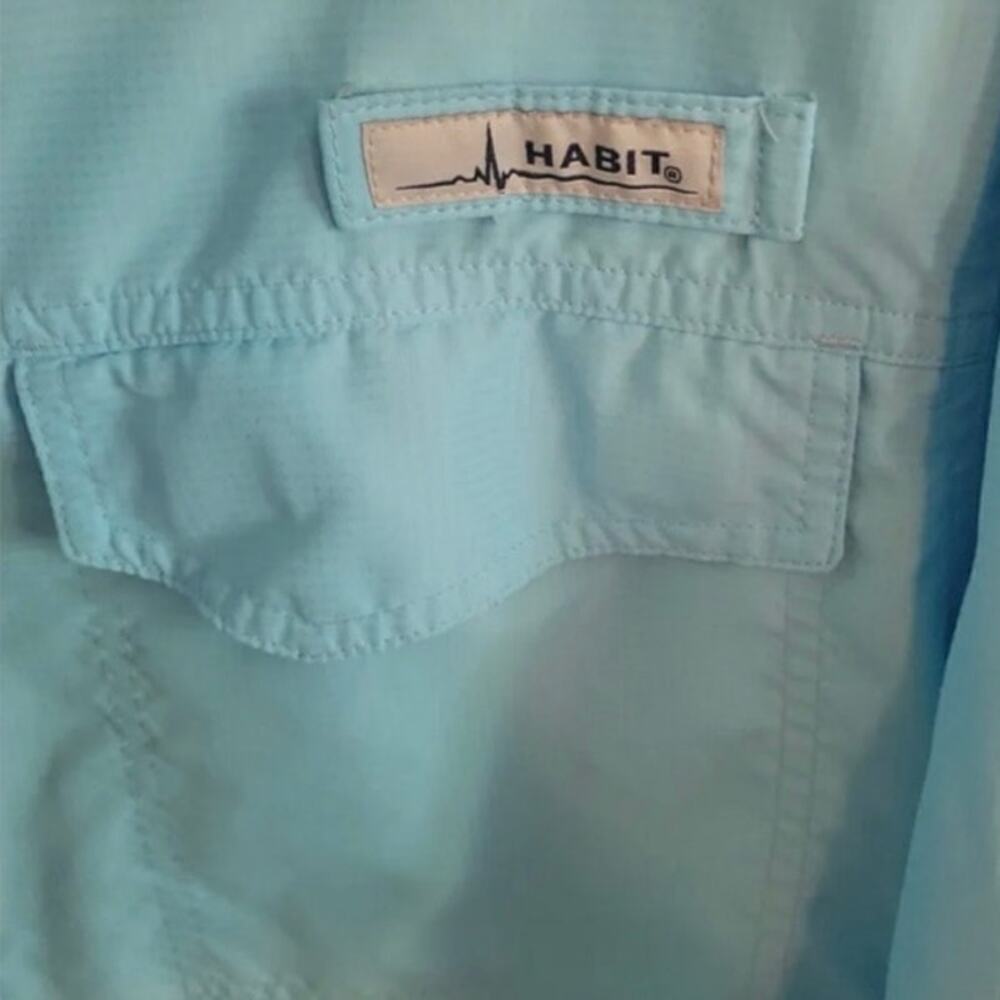 Habit Men's Shoal Isle Short Sleeve Fishing Shirt Sail Blue Sz Large - Picture 4 of 7